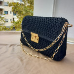 Black crochet bag